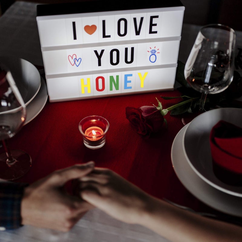 BONNYCO Cinema Light Box with 400 Letters, Symbols, Emojis, 2 Markers and USB. Led Light Box Home Decor, Room Decor. Cinema Led Sign Letters Board, Novelty Gifts Christmas, Birthdays. Marquee Lightbox - Image 2
